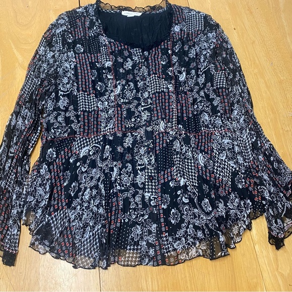 Women’s Coldwater Creek black , white, chiffon shell blouse,size M - Picture 3 of 10